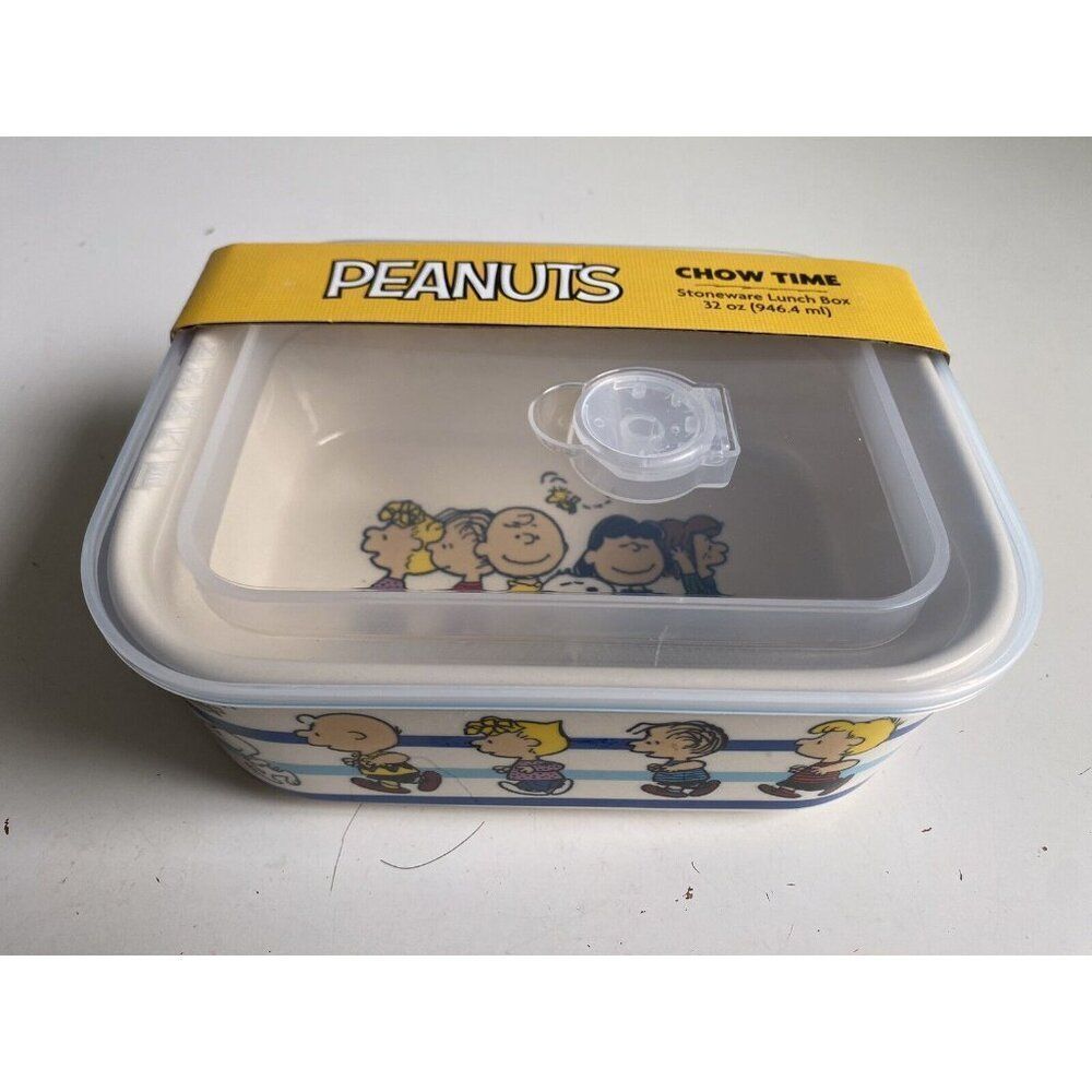 Peanuts‎ Snoopy & The Gang CHOW TIME 32 oz Stoneware Bento Box Pressure Lid NEW